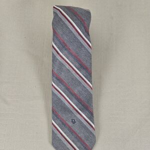 Dior Men's Gray and Red Striped Tie
